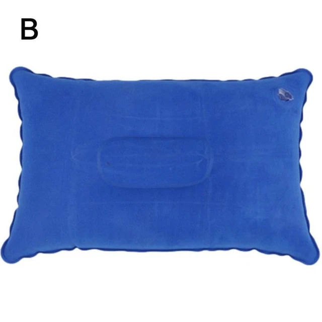 Royal Blue Inflatable Camping Pillow Blow Up Festival Outdoors Cushion Travel G9