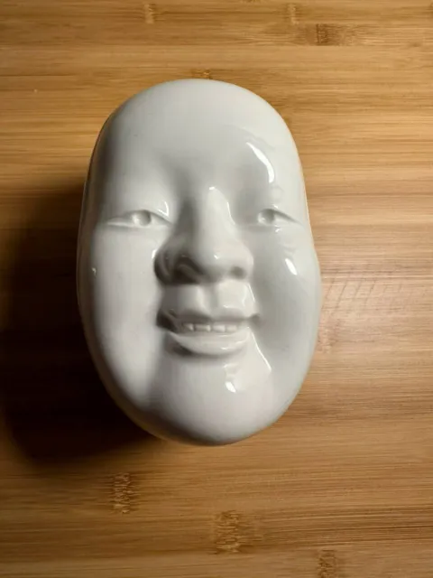 Trinket Box Ceramic Japanese Noh Mask Face