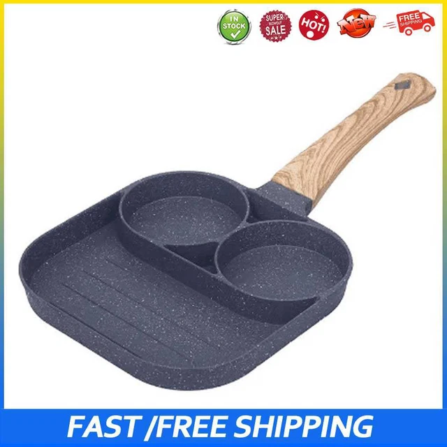 #b Sartén antiadherente para freír huevo filete jamón panquequeque para desayuno (2 orificios)