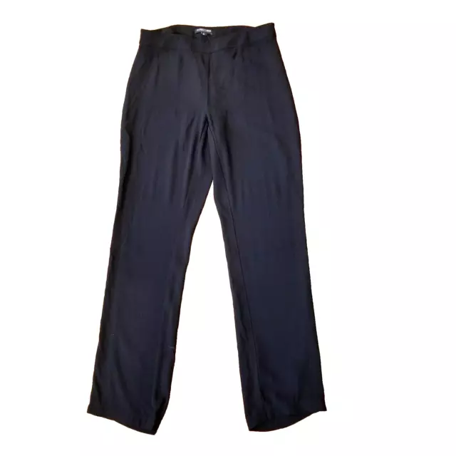 EILEEN FISHER Crepe Pants Women's Petite PP Silk Side Zip Straight Leg Black