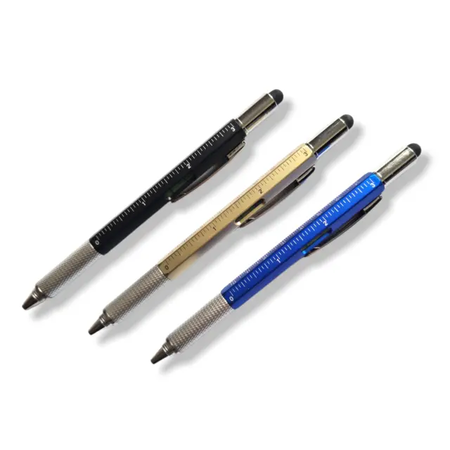 6 in 1 Handy Pen Multi Tool Gadget Stylus Ruler Screwdriver Spirit Level Pen
