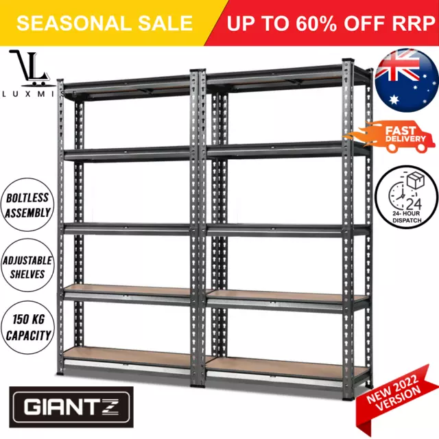 2 x Racking Shelf Industrial Metal Warehouse Shelving Unit Garage Shed Storage