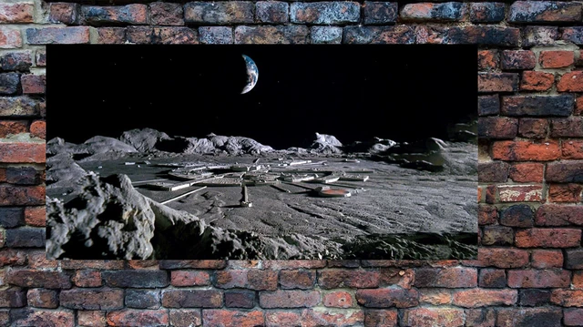 Space 1999 Moonbase Alpha and Earth photo poster panorama display 28"w x 14" h