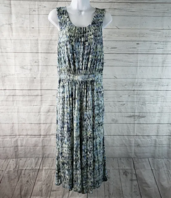 Nic+Zoe Womens Jumpsuit Sz Medium Blue Green Cropped Sleeveless