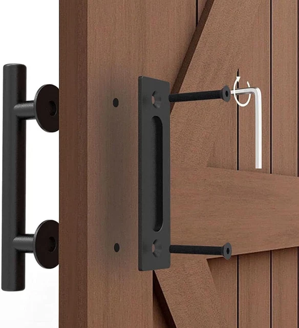 12" Sliding Barn Door Pull Flush Handle Gate Hardware Set Iron Matte Black New