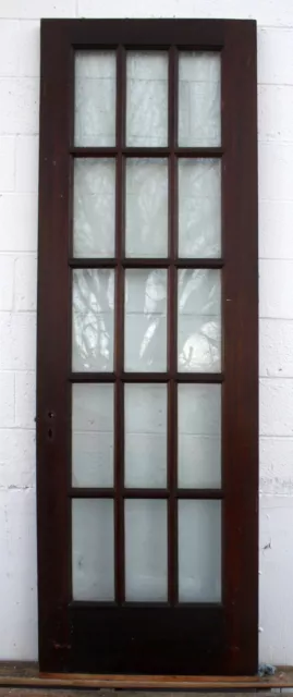 29.5"x87"x1.75" Antique Vintage SOLID Wood Wooden French Door Window Wavy Glass
