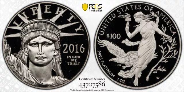 2016 W $100 1oz. Platinum Eagle Statue of Liberty PCGS PR69DCAM First Strike