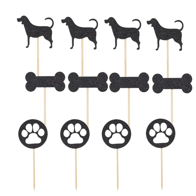 12 Pcs Homburg Hat Men Dog Birthday Toppers Cakes Acrylic Ingredients Man