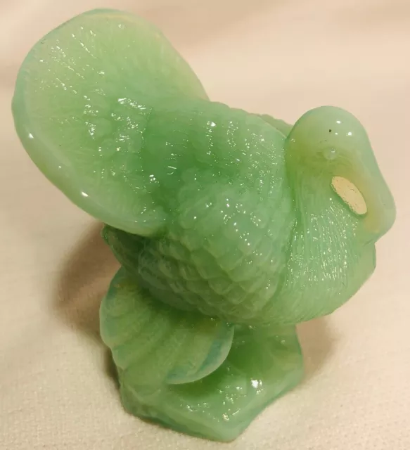 Turkey Solid Glass Figurine - Jade Jadeite Jadite Green Glass - Mosser USA