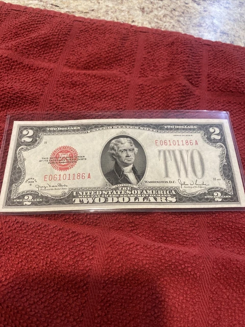 1928 G $2 Red Seal Two Dollar U.S. Note, Uncirculated #5