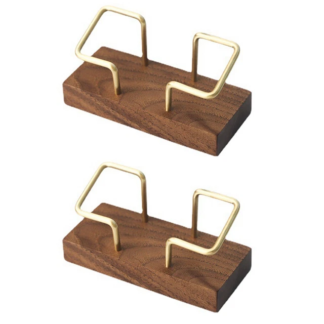 2X Walnuss Messing Business Visitenkarten Halter Holz Visitenkarten Halter 5719