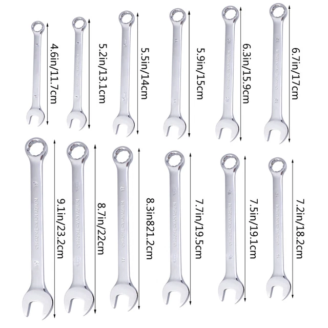 12 en 1 8-19mm Dual Heads Combinaison Dichalous Spanners Spanners Set (Argent) 5