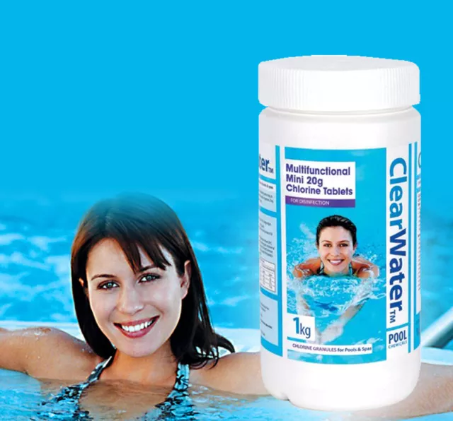Clearwater 1kg 4in1 Multifunction Chlorine Tablet Algecide Pool Hot Tub 50 x 20g