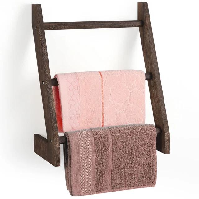 Towel Rack 3 Tier Wood Hand Towel Holder Shelf Rustic Farmhouse Wall Mountedn