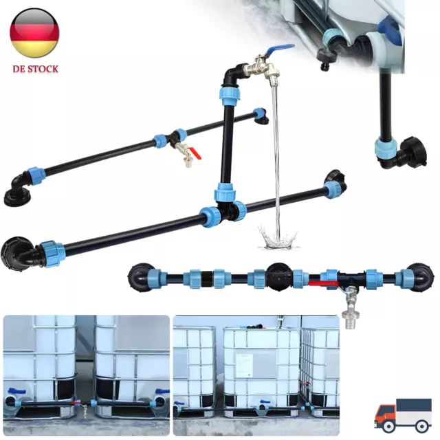 IBC Schwanenhals Verbindungsset 2-3 Tanks Container Adapter Zubehör Auslaufhahn