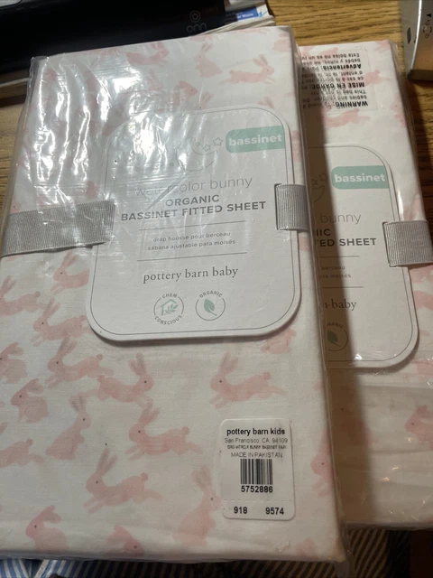 Pottery Barn Baby watercolor bunny Bassinet Fitted Sheet Nursery Cotton  set 2