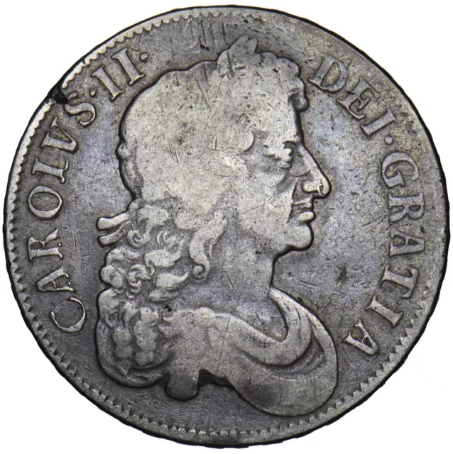 1676 Crown - Charles II British Silver Coin - Nice