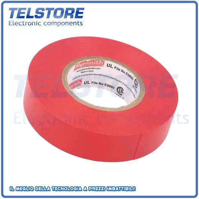 1rotolo  Nastro elettroisolante W 19mm L 20m Thk 0,18mm rosso 260%  .