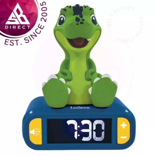 Lexibook RL800DINO 3D Dinosaure Enfants Veilleuse Horloge │ Avec Snooze Fonction