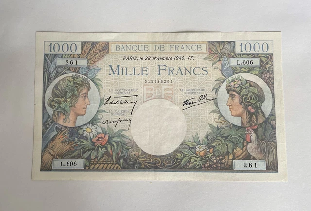 Ancien Billet De Banque De 1000 Francs " Commerce Et Industrie "