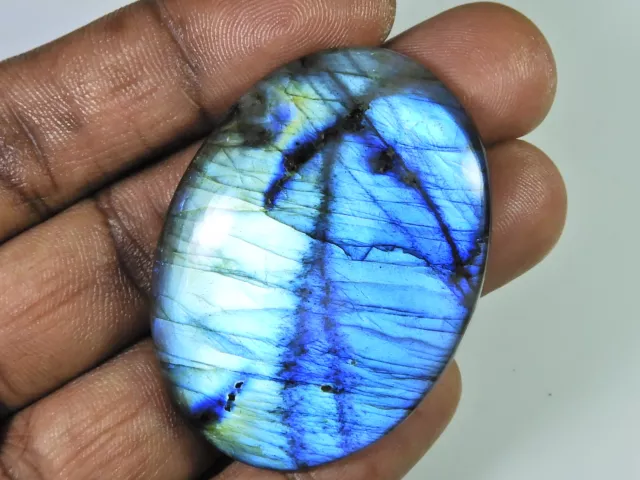 114Cts.Natural Labradorite Multi Fire Oval Cabochon Loose Gemstone 35X50X7MM