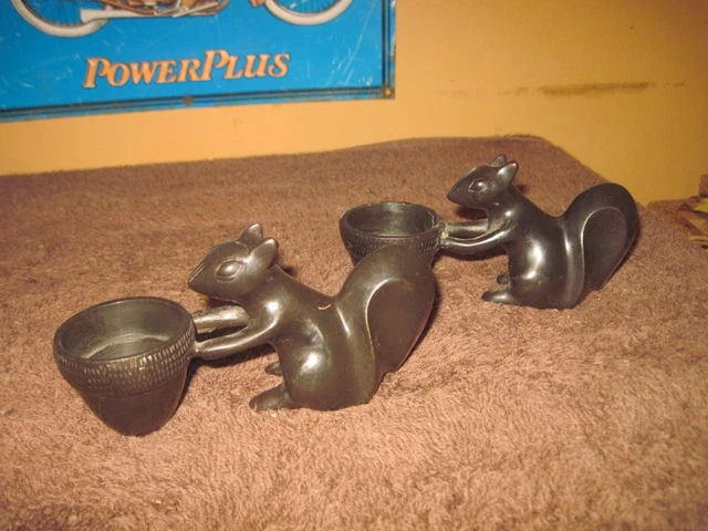 Two Heavy Metal Squirrel Votive Candle Holders, Much Darker than Pictures Show
