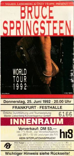 Bruce Springsteen | Tour 1992 | Frankfurt || Konzertkarte Concert Ticket