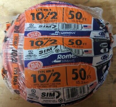 Southwire 28829022 Romex SIMpull Type NM-B 10/2 50ft Copper Wire Cable - New!!!