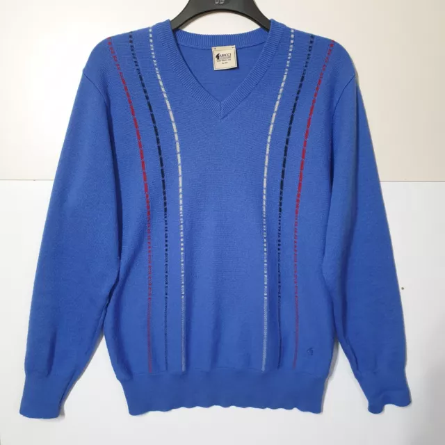 Maglione Maglione Uomo Blu Gabicci Collezione Collo Medio V Look Vintage Mod