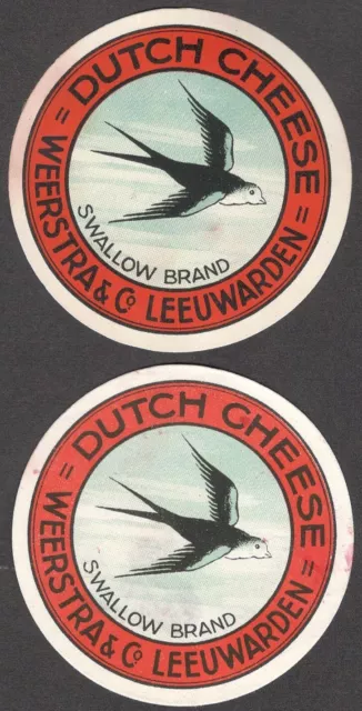 Vintage CHEESE LABEL - SWALLOW BRAND Dutch Cheese, Leeuwarden, Netherlands