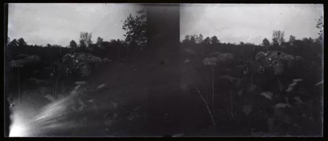 France Landscape Rocks c1930 Photo NEGATIVE Stereo Glass Plate Vintage V36L2n