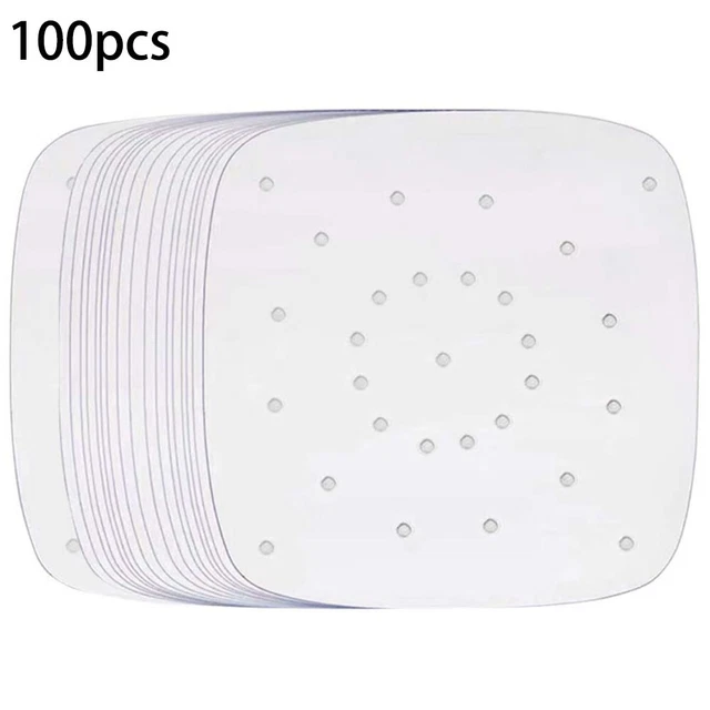 WMKGG Carta Pergamena Per Friggitrice Ad Aria - 100 Fodere Quadrate Non Sbiancate 28x22,9 Cm Con Fori, Adatte A Cuisinart, Breville, Ninja