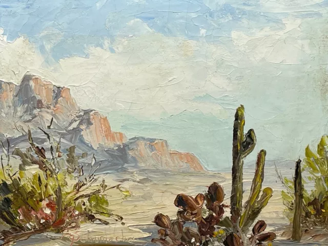 Pintura Al Óleo Eeuu Desierto Apaisado Palma Springs California Por Marjorie