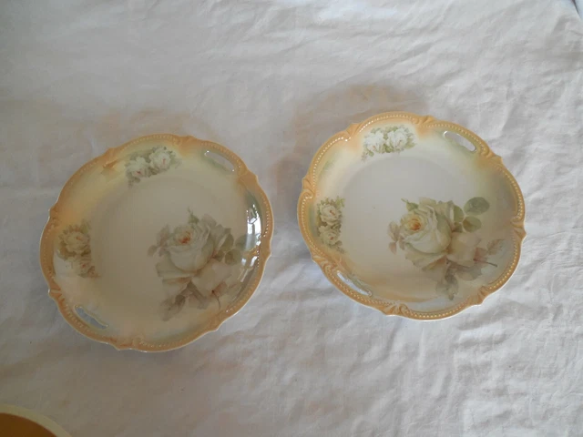 Koenigszelt Silesia roses design 9.5" cake plates set of 2 plates Germany