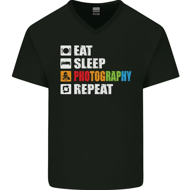 Photography Eat Sleep Photographer Funny Mens V-Neck Cotton T-Shirt