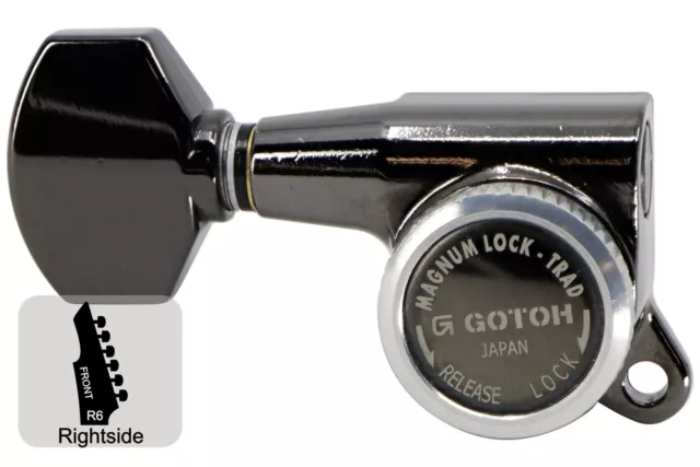 GOTOH SG381-07-MGT Locking Tuners w/ Small Knobs - Cosmo Black - 6R