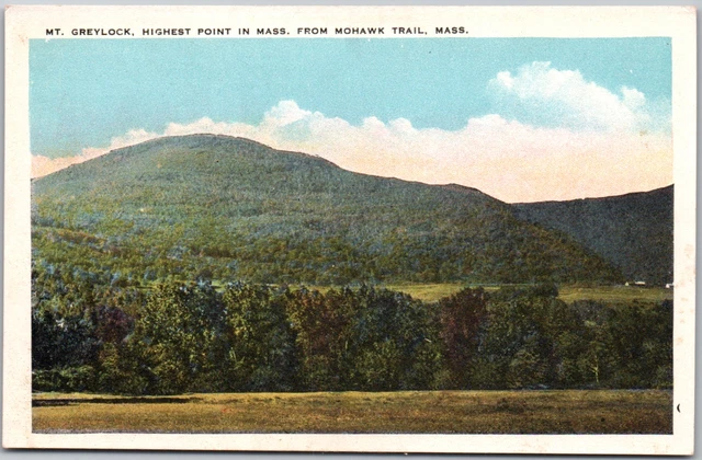 Massachusetts MA Berkshire Mohawk Trail Greylock Highest Vintage WB Postcard UP