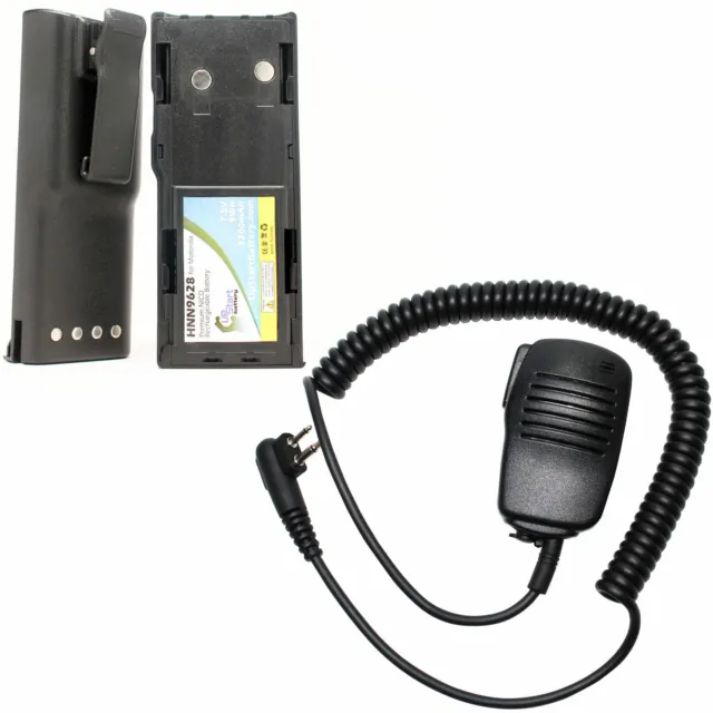 2 Pack NICD Battery + Shoulder Speaker Mic for Motorola GP300, LTS2000