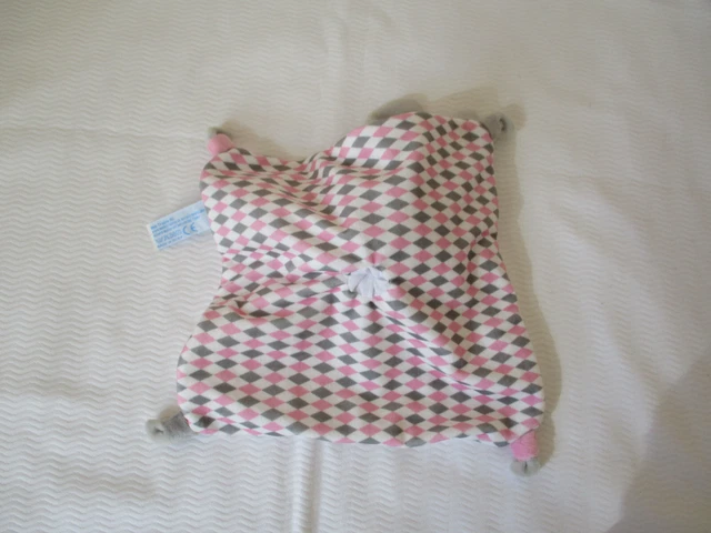 Doudou plat lapin  TOODO - GRAFFITIS  - carré blanc rose gris 2