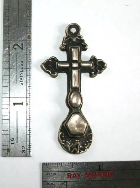 Rare Antique Ancient Solid Silver Crusifix Cross Mid 1400S Byzantine Period