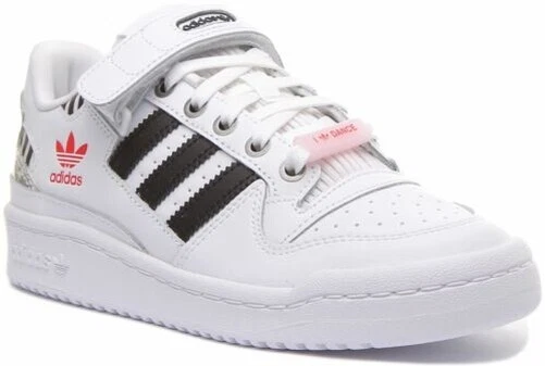 ADIDAS Forum Bas en Blanc Noir Basketball Style Baskets à Lacets Taille UK 3 - 8