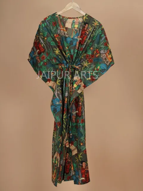Vestido largo para mujer Kaftan Farida Kahlo algodón indio Maxi vestido...