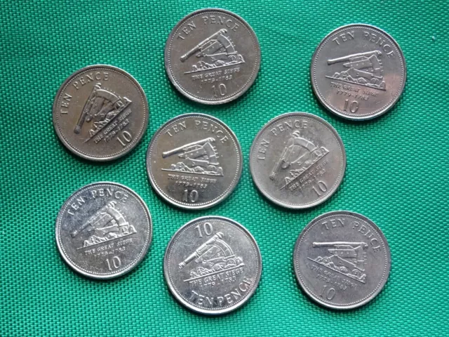 2005 - 2013 Gibraltar coins 10 pence CANON * The Great Siege British coin lot