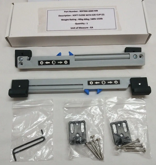 Renin Soft Close Barn Door EZE Clip Hardware 88-132lbs MPN: BDF960-4060-MB