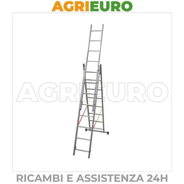 Scala in alluminio telescopica 510cm Facal Stilo 3 rampe a 8 gradini allungabile
