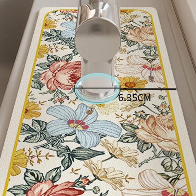 Tapis Robinet Pierre Diatomite - 60x10cm - Absorbant Anti-Gouttes - Pour Évier Cuisine Ou Salle De Bain
