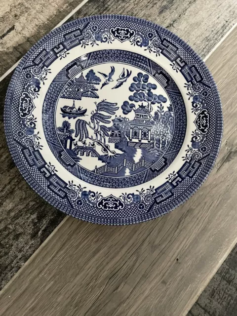 SET 4 CHURCHILL 8" 21cm BLUE WILLOW PATTERN SALAD TEA PLATE PLATES EX CONDITION