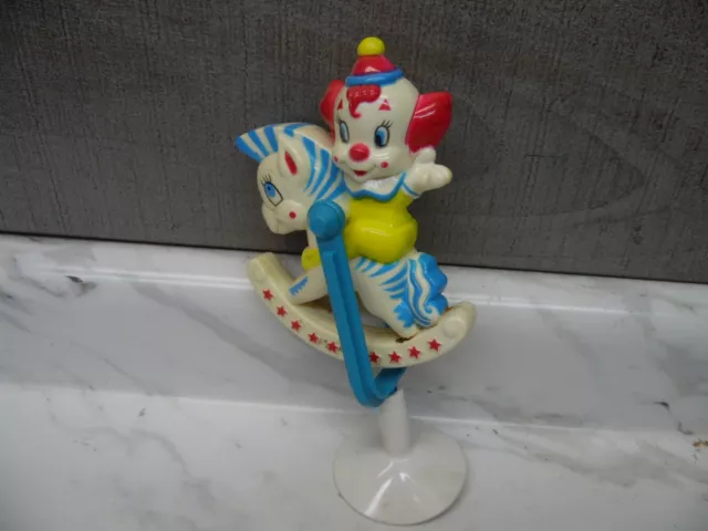 🎆Vtg Rattle Larry Harmon Baby Toy BOZO THE CLOWN Rocking Horse Suction Cup🎆