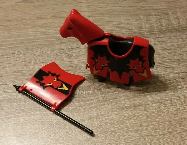 Lot Playmobil Vintage Médiéval - Chevalier, Cheval, Dragon Jaune 4441 (2007)