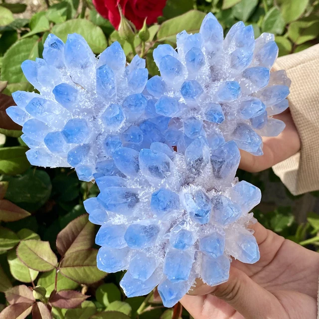 2.53LB New Find sky blue Phantom Quartz Crystal Cluster Mineral Specimen Healing 2